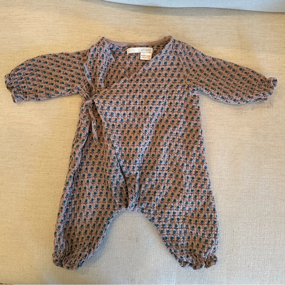 Zara Baby Girl Cotton Gauze Floral Romper 0-3 Months